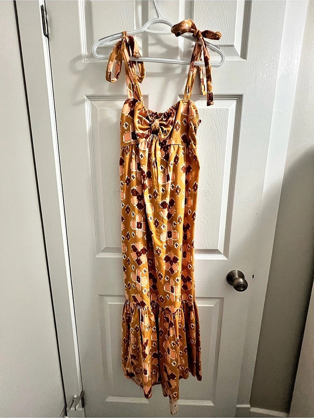 Aerie Floral Maxi Dress Orange & Brown Size Small